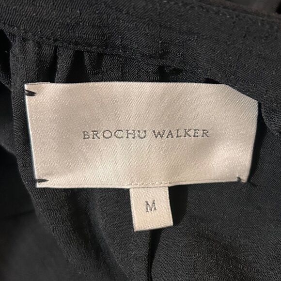 Brochu Walker Seda Flutter Sleeve Dress M Black Oversized Preppy Casual Shift - Picture 9 of 11